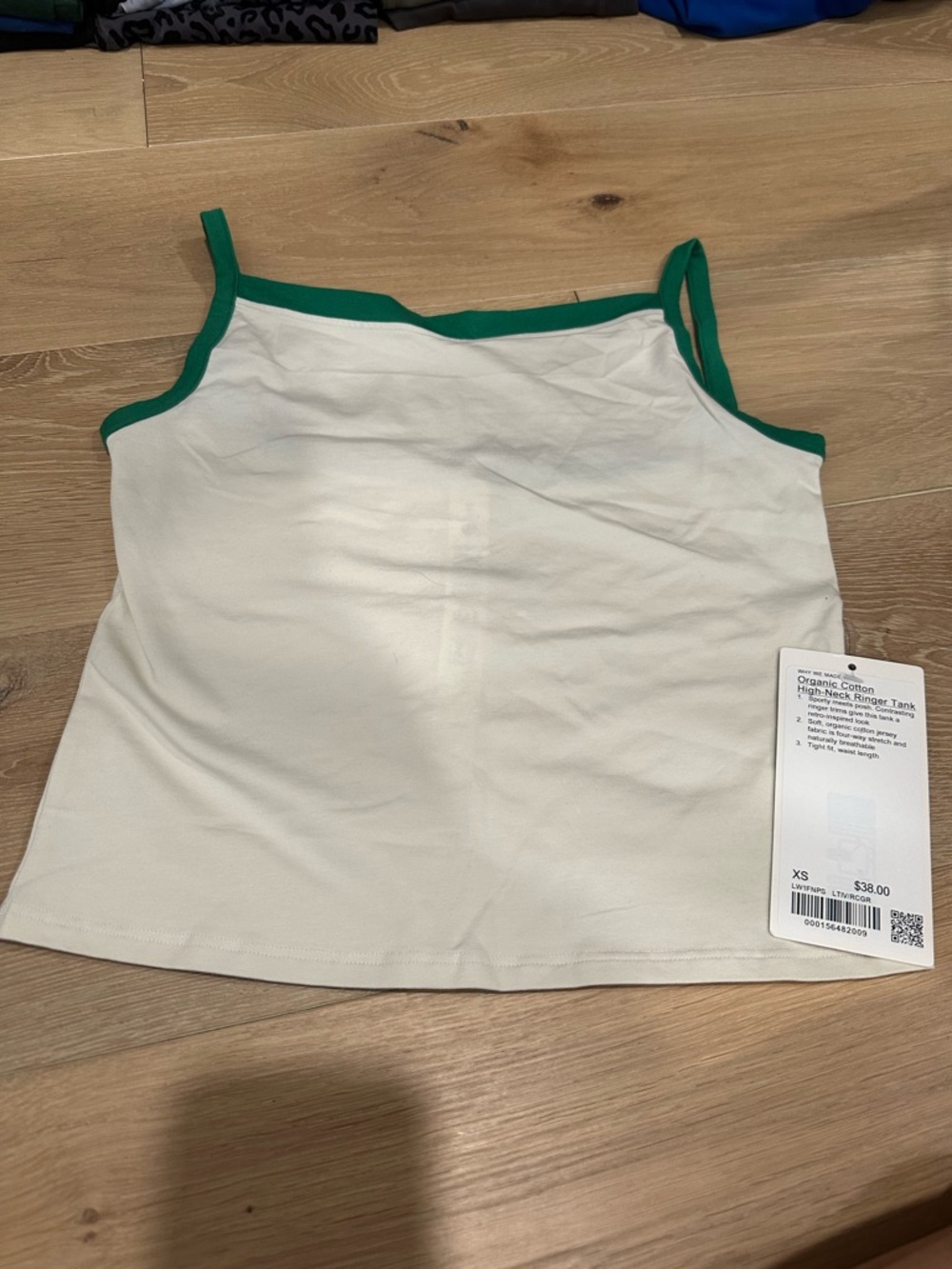 Lululemon Organic cotton Tank Top with Green Trim